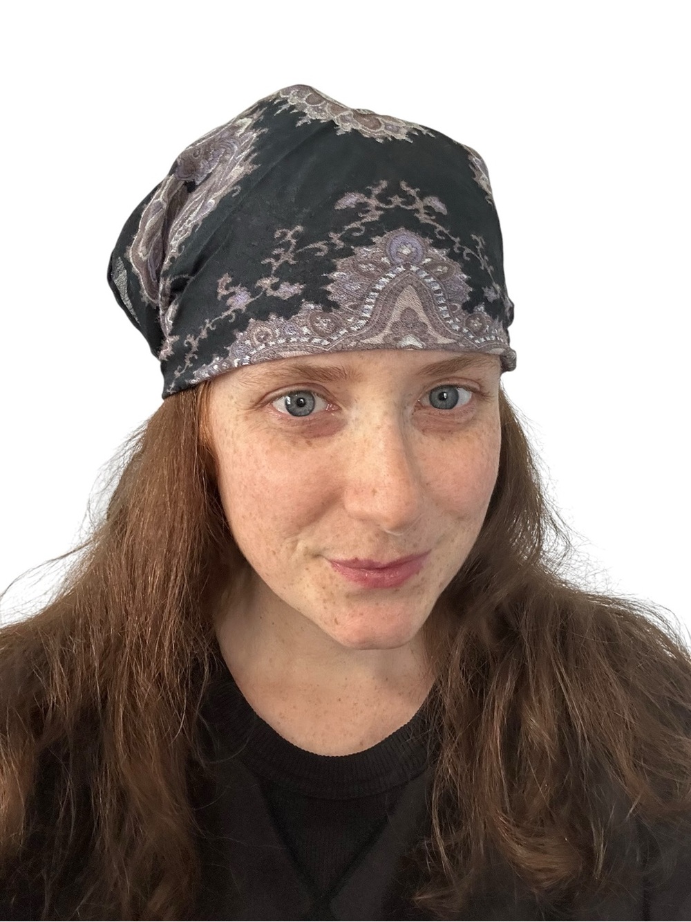 Whimsigoth Black Paisley Woven Hair Scarf Breathable Headwrap Bandana